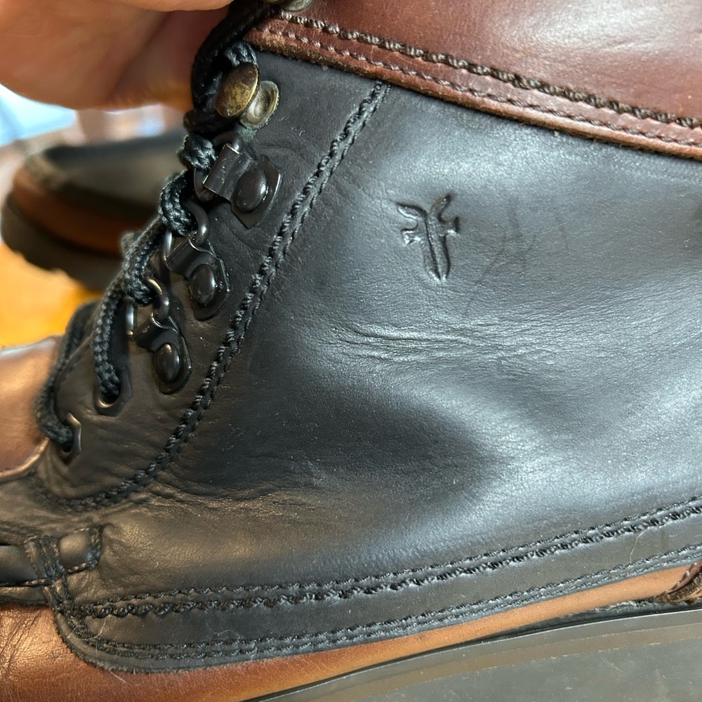 Frye Black and Brown Leather Trekking‎ Lace-Up Boots - Picture 3 of 6